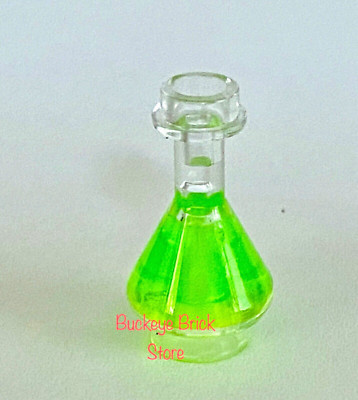 NEW Lego Utensil Bottle Potion FLASK - Trans Bright Green Fluid- Madd Scientist