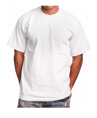 Mens 4XLT Heavy Weight T-Shirt Crew Neck Plain Blank White Sports Big  Tall Gym