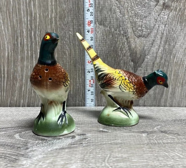 Vintage Japan Relco Creations Pheasant Salt Pepper Shakers Hand Painted