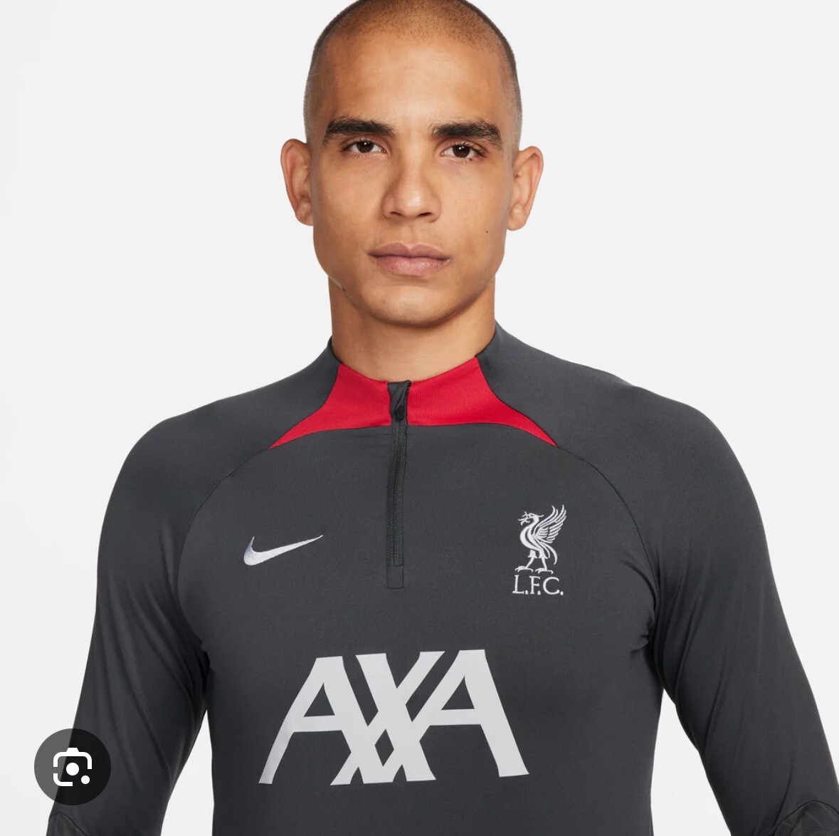 New L Nike Liverpool Dri-Fit Soccer Drill Top 1/4 Zip Strike Grey