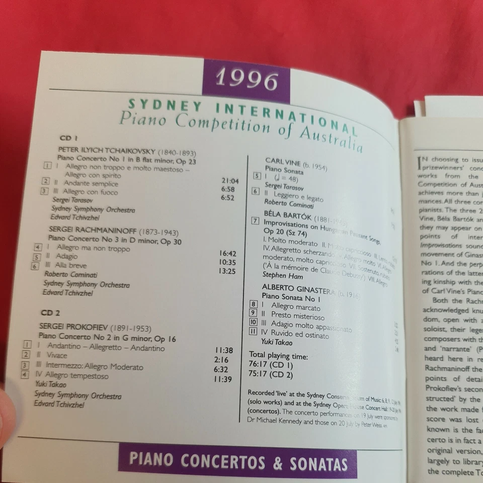 Concurso Internacional de Piano de Sydney 1996 Australia Conciertos para Piano Sonatas CD Foto 4 de 4