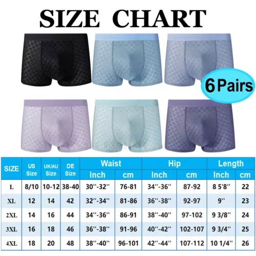 (Confezione da 6) Boxer uomo ultra morbido slip pantaloncini comodi cool intimo tronchetti - Foto 2 di 19