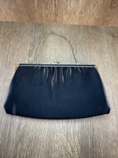 Vintage Black Ande Clutch Purse Handbag Gold Chain Hinged Snap Close