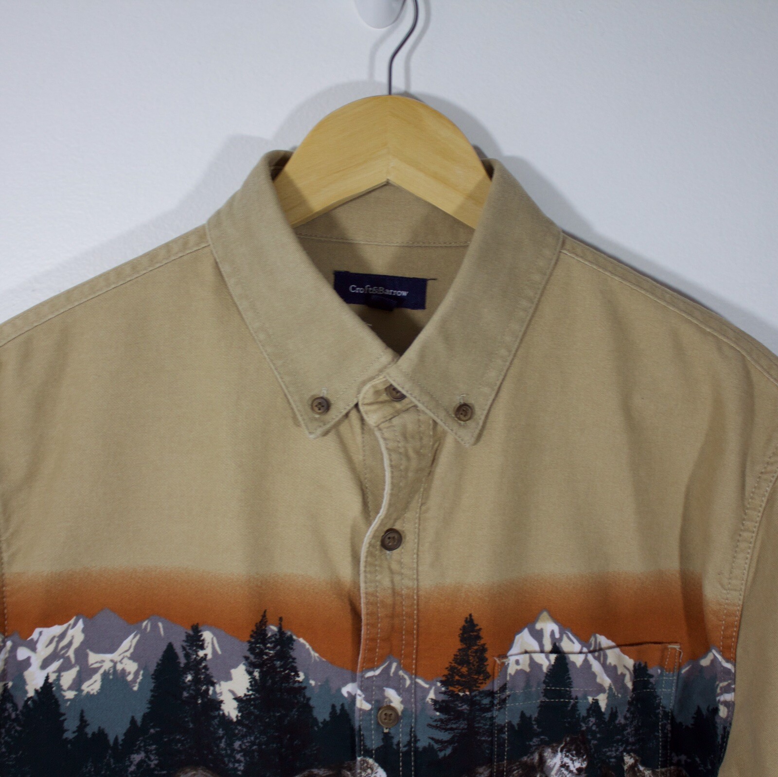 Croft And Barrow Brown Heavy Wolf Mountain Button Up - Medium - Hunting Rare image 4