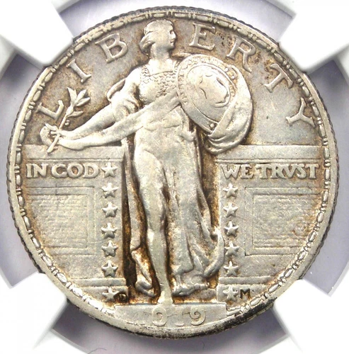 1919-D Standing Liberty Quarter 25C Coin - Certified NGC XF Detail (EF) - Rare!