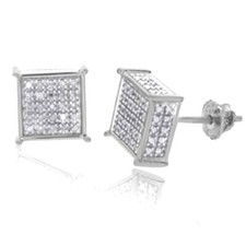 1/5 Ctw Round Natural Diamond Kite Shape Stud Earrings 10K White Gold