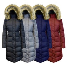 Womens Heavyweight Long Parka Jacket Detachable Hood Warm Faux Fur Comfort NEW