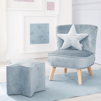 Roba Kids Lil Sofa Set klein (Sessel + Hocker + Kissen) Style Hellblau Sky TOP