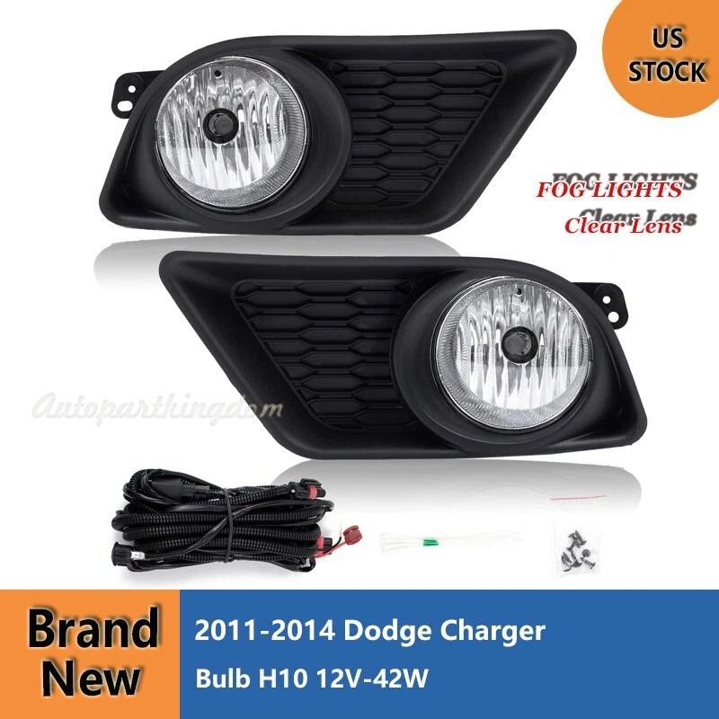 2011-2014 For Dodge Charger Clear Lens Pair Fog Lights Lamps+Wiring+Switch Kit Foto 2 de 4