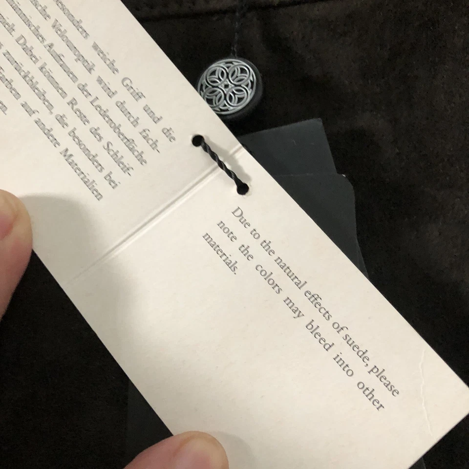 Pantalones Rena Lange 100 % terciopelo cordero gamuza cuero cacao marrón recto cremallera lateral 12 Foto 4 de 4