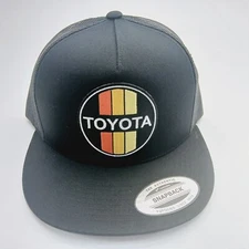 Black Yupoong Patch Black Mesh Flatbill Snapback Hat