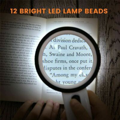 #ad 30X Jumbo Handheld Magnifying Glass w 12 Bright LED Light Illuminated Magnifier $5.59