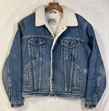 Vintage Levi's Sherpa Denim Jacket Trucker 44 Blue Made In USA Orange Tab Patina