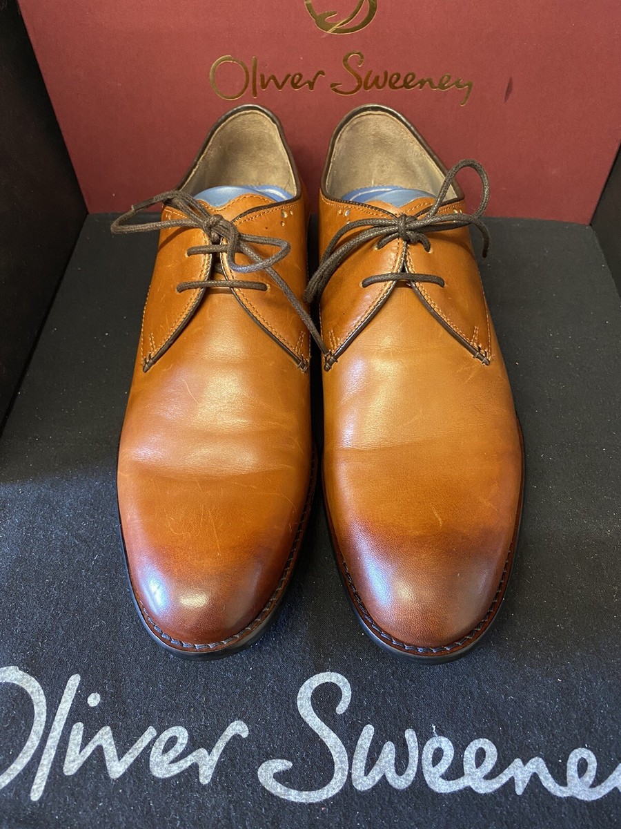 OLIVER SWEENEY, WORN SIZE TAN LEATHER DERBY LEATHER SOLE