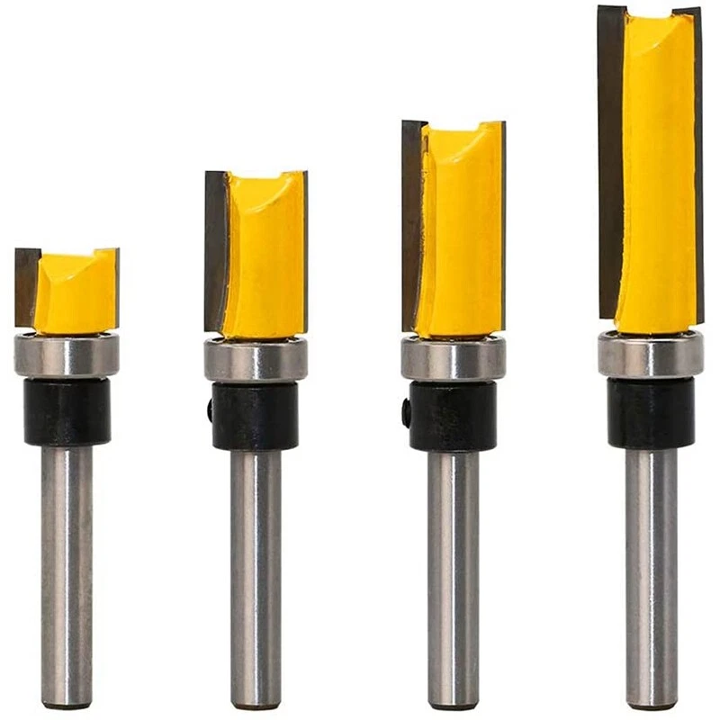 4Pcs Flush Trim Router Bits Top Bearing Router Bit 1 4 inch Straight PT1N2