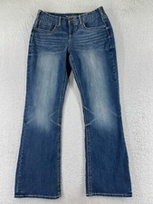 Maurices Pants Women 7 Blue Denim Jeans Boot Cut Mid Rise Embellished 28x31