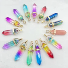 Mixed Crystal Glass 50pcs Hexagonal Column Stone Pendants for Jewelry Making