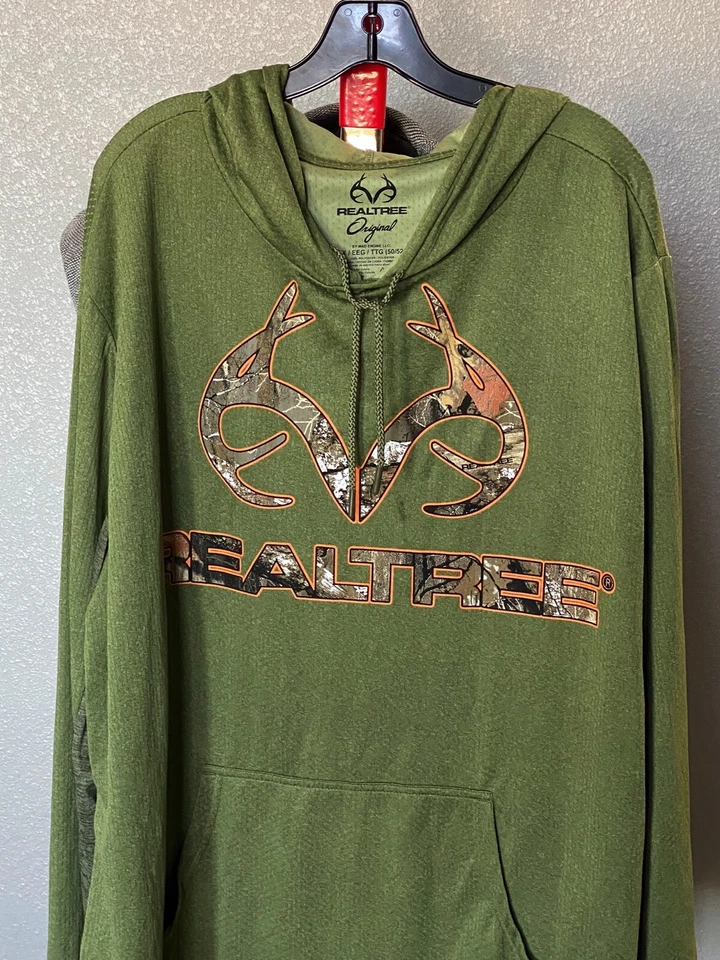 Realtree Green Poly Hoody SWEATER Shirt 2XL XXL Length 31 - Image 2 of 4