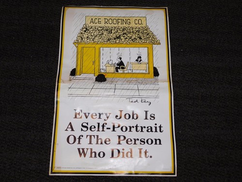 VINTAGE 22" X 14" POSITIVE ATTITUDE POSTER 1979 EVERY JOB IS A SELF PORTRAIT
