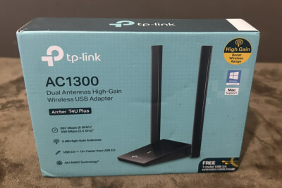TP-Link Archer T4U Plus AC1300 Wireless Dual Band MU-MIMO USB 3.0 Wi-Fi Adapter