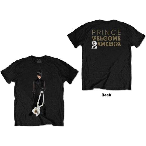 OFFICIAL LICENSED - PRINCE - WELCOME 2 AMERICA WHITE GUITAR T SHIRT URBAN ROCK - Afbeelding 1 van 3