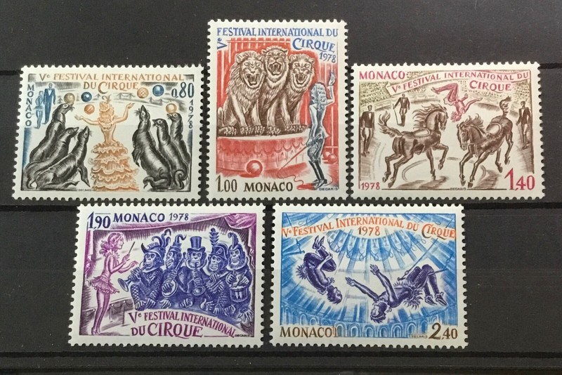 MONACO # 1130-1134. 5th INTERNATIONAL CIRCUS FESTIVAL.  MNH