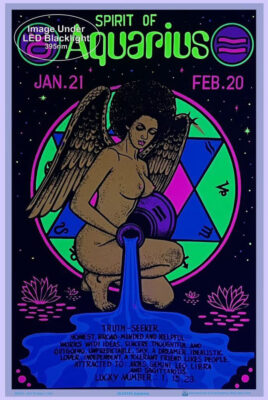 Aquarius Zodiac Sign Blacklight Poster 23.5