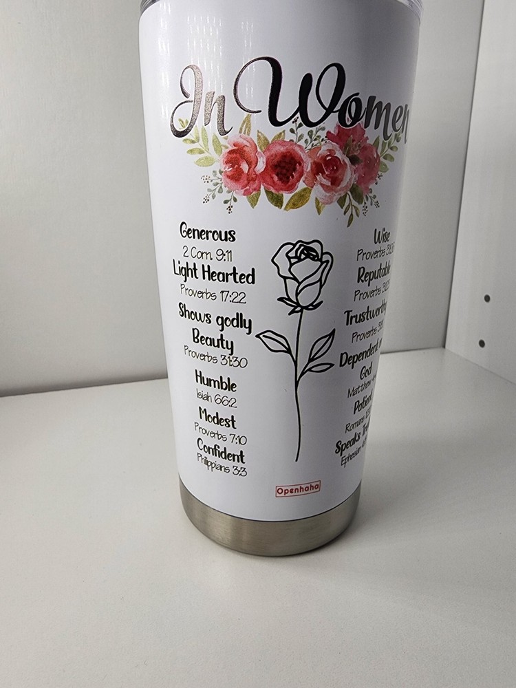 Inspirational Christian Tumbler With Straw - Bible Verse Gift for Women