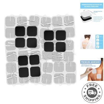 Reusable 2x2 TENS Unit Pads - 48 Latex-Free Self-Adhesive Electrotherapy Patches
