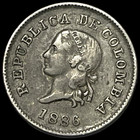 1886 Republica Colombia 5 Centavos World Coin KM# 184 Libertad Flanked by Sprays — photo 9