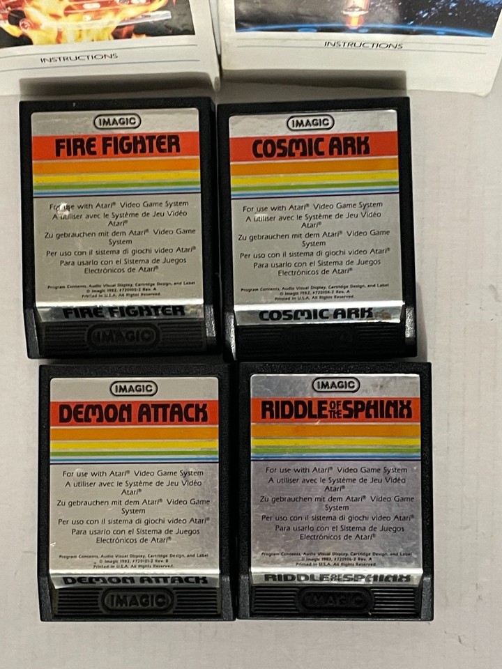 Atari 2600 Fire Fighter, Cosmic Ark, Demon Attack, Riddle w/2 docs NTSC ...