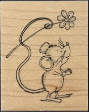 Great Impressions Little Mouse With Flower Rubber Stamp