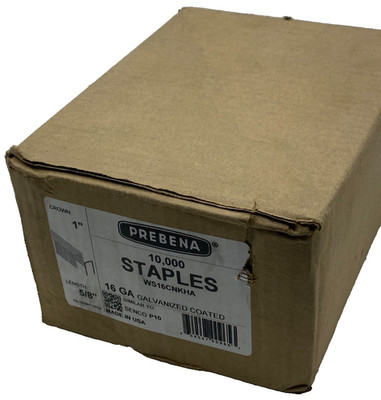 PREBENA WS16CNKHA GALVANIZED COATED STAPLES CROWN 1'', 5/8'', 20000 STAPLES, 2-PCK