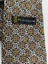 Vintage XMI Platinum Silk Tie Geometric Floral Medallion USA Made Grandpacore