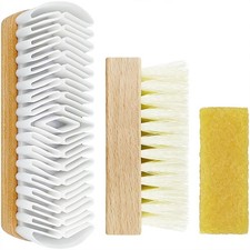 3Pcs Suede Shoe Brush and Eraser Nubuck Medium Small, Brown