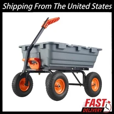 Poly Garden Dump Cart, 800Lbs Heavy Duty Utility Dump Wagon Yard Cart ,10" Tires