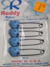 1960s Reddy Deluxe Diaper Pins Blue Bears - New Old Stock Sealed Package