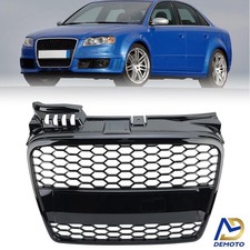 Für Audi A4 B7 2005-2007 Wabengrill Kühlergrill Frontgrills Glänz Schwarz