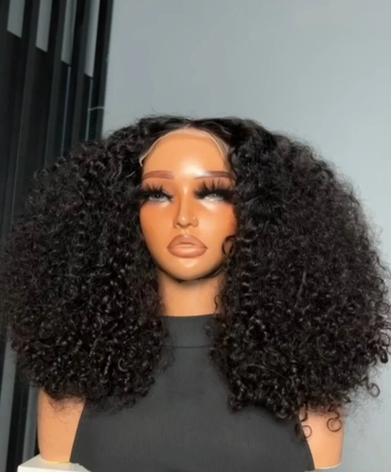  Peluca de encaje transparente 100 % cabello humano, rizos euroasiáticos, 5x5, SDD, 250 % densidad. Foto 3 de 4