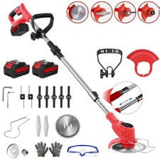 21V Cordless grass Trimmer Electric Weed Eater, 4 Types of Blades with 2-Battery