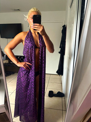 Versace Women s Black/Purple Logo Georgette Swim Robe Medusa Tie One Size