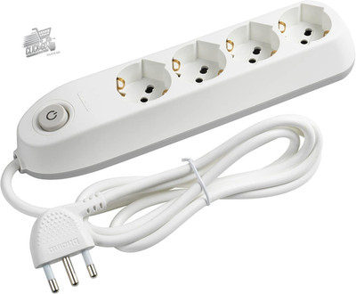 Schuko 4-Seater Power Outlet Two-Stroke Slipper with Cable Switch 1.5m