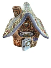 2001 Blue Sky Heather Goldmine Cottage House Tea Light Candle Luminary 