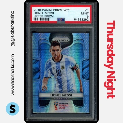 2018 PANINI PRIZM WORLD CUP #1 LIONEL MESSI HYPER PRIZM PSA 9