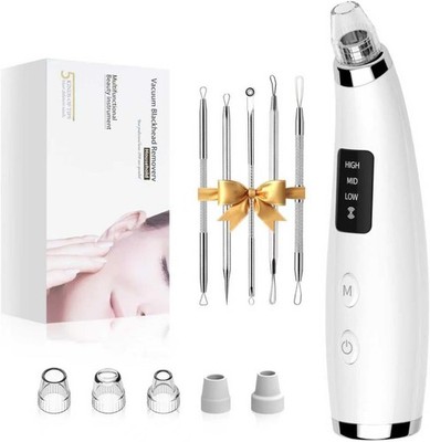 Rechargeable Blackhead Vacuum Pore Cleaner - 5 Attachments & 3 Suction Levels