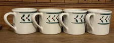 4 x Hartstone Pottery Christmas Mistletoe Holly Red Berries Green Band Holiday
