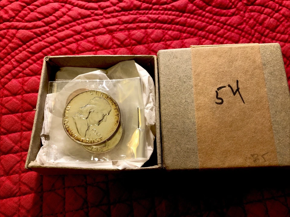 Juego de monedas de prueba de Estados Unidos 1954 en caja abierta original. Hermosa tonificación!! Foto 2 de 2
