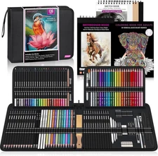 HIFORNY 136 PCS Drawing & Sketching Set,Pro Art Supplies with Graphite,Charco...