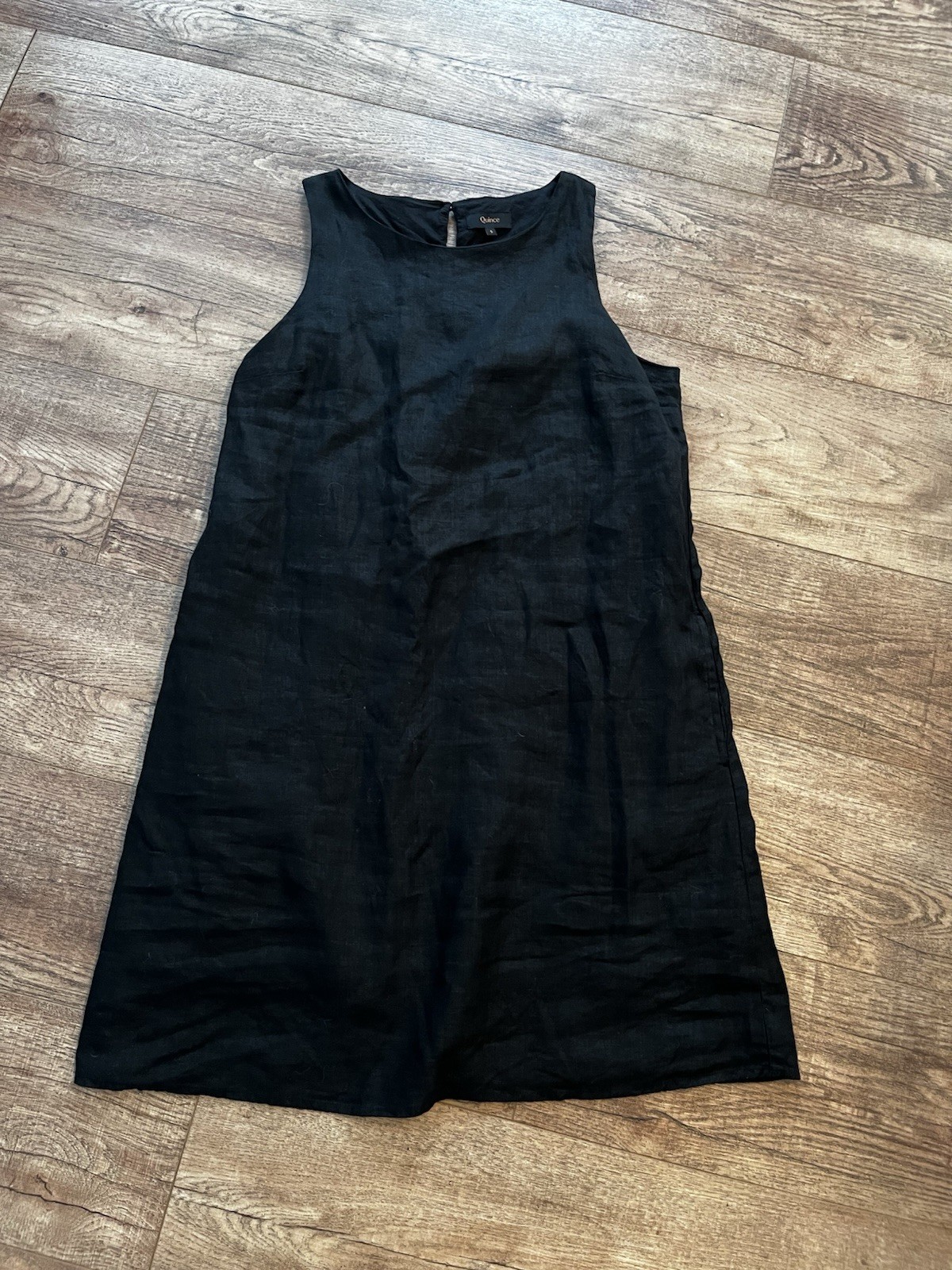 Quince 100% European Linen Tank Mini Dress Black Size S