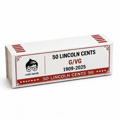 50 G/VG+ Lincoln Cents 1909-2025 Range Collection Filler Penny Tube Roll
